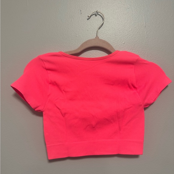 Aerie Pink Superchill Seamless Ring Cap Sleeve Bra Top - Picture 7 of 11